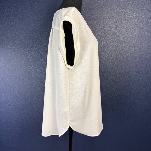 Ann Taylor Factory Short Sleeve Blouse, Ivory, Size XL - Picture 3 of 7